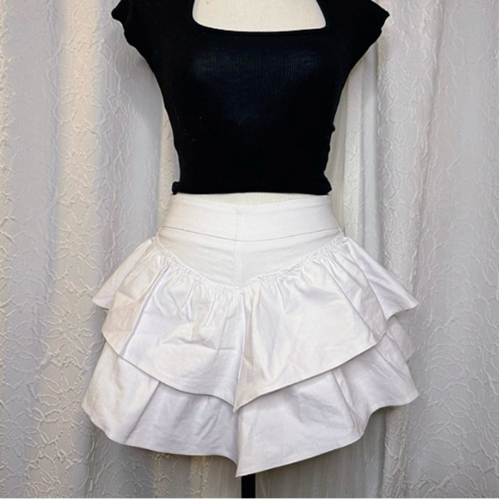 AC Rendon White denim layered skirt size 0